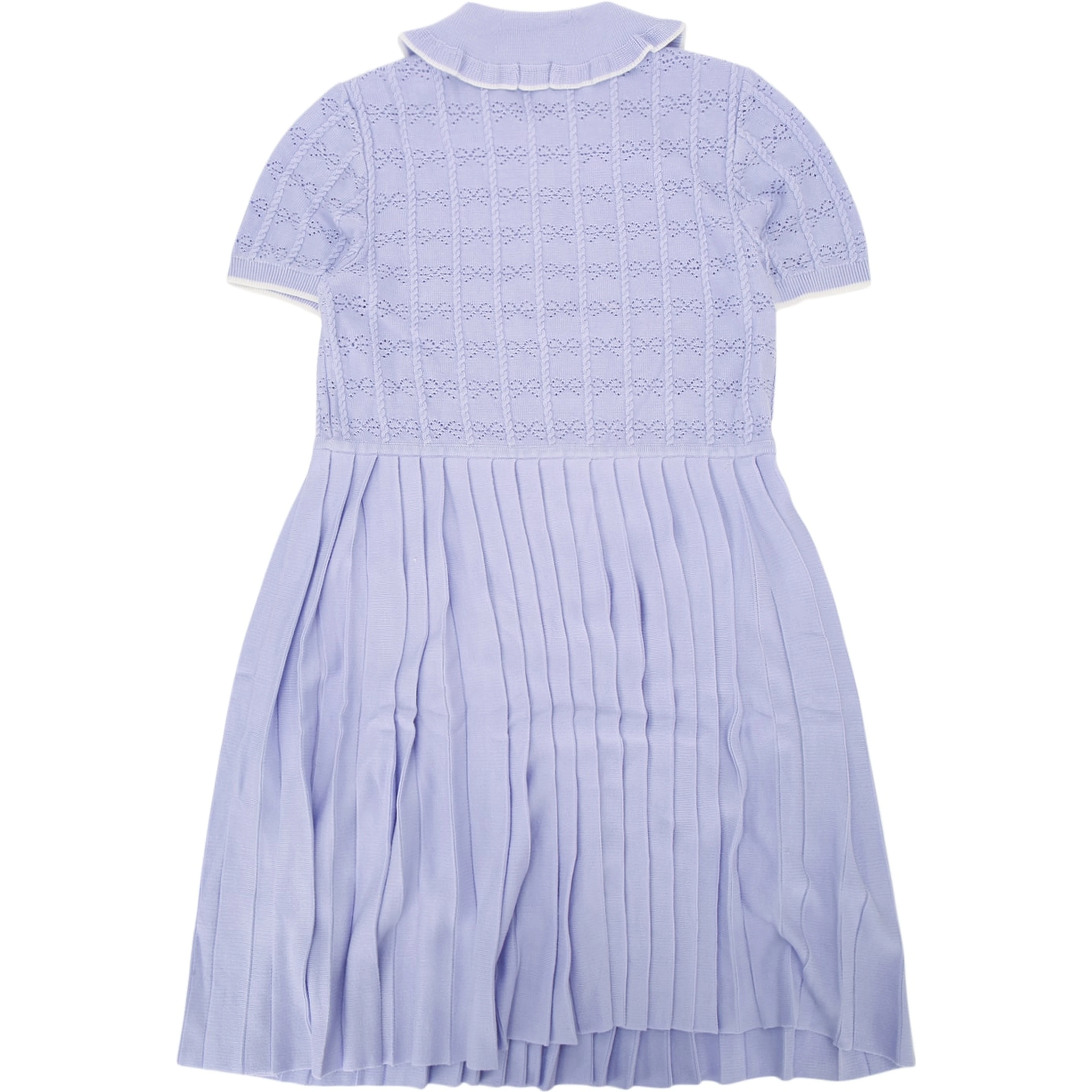 LILAC PLEATED POINTELLE KNIT DRESS