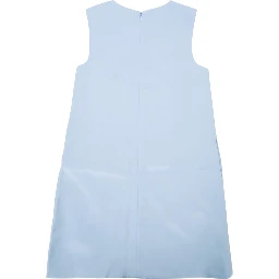 BLUE BONDED SATIN 3D FLOWER DRESS