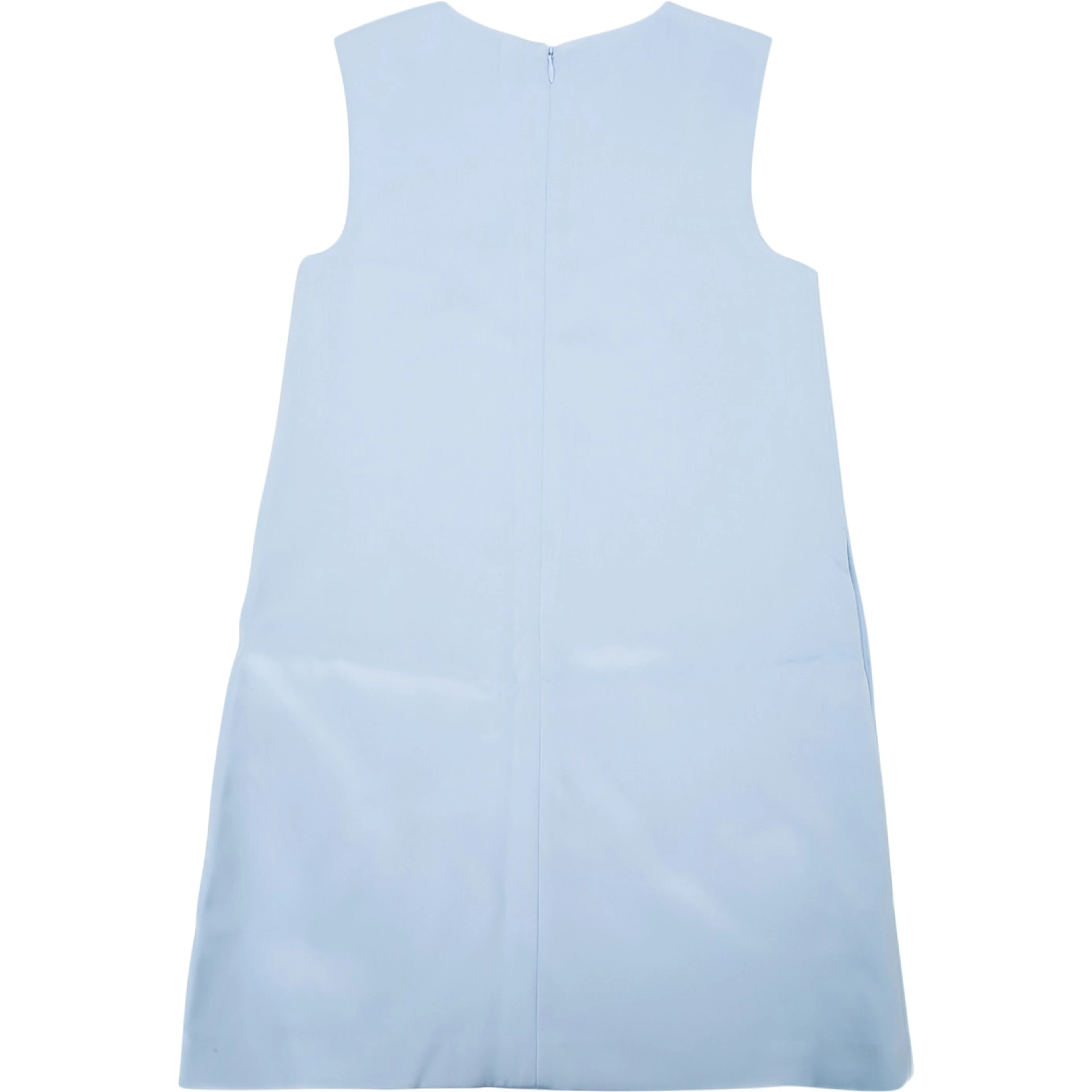BLUE BONDED SATIN 3D FLOWER DRESS