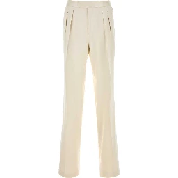 PURE SILK PEACHED GABARDINE DOUBLE PLEAT PANT