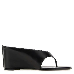 YAGA WEDGE SANDAL BLACK LEATHER