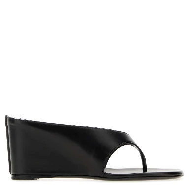 YAGA WEDGE SANDAL BLACK LEATHER