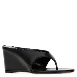 YAGA WEDGE SANDAL BLACK LEATHER