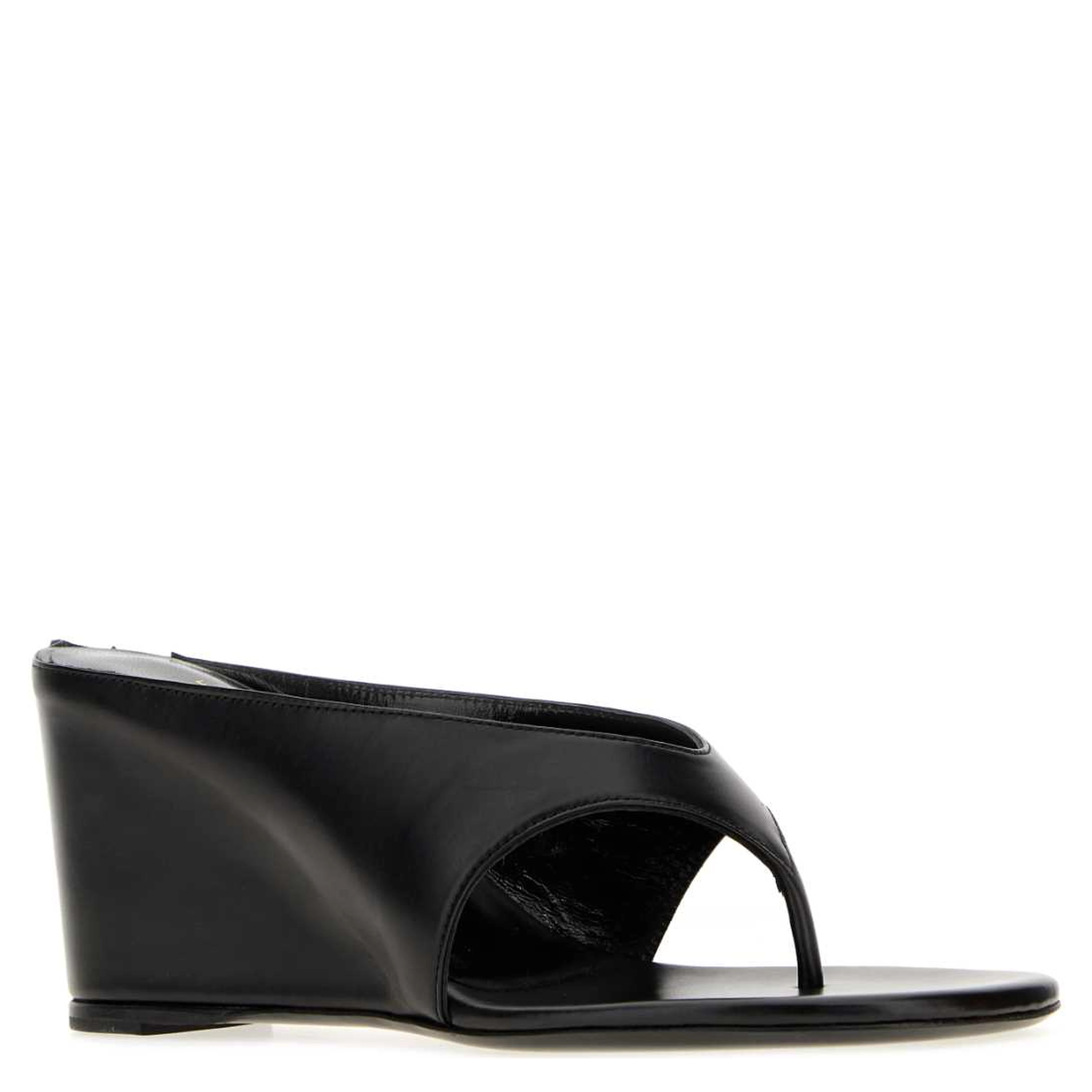 YAGA WEDGE SANDAL BLACK LEATHER