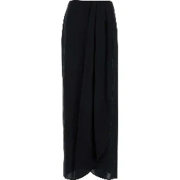 DRAPED SATIN MIDI SKIRT