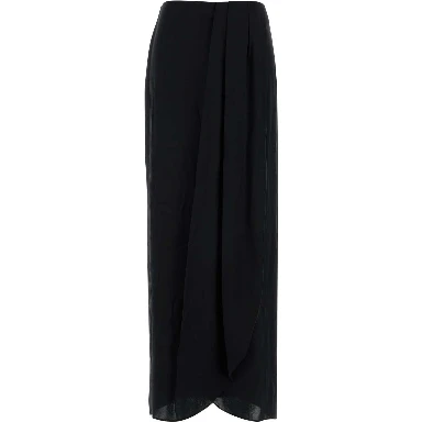 DRAPED SATIN MIDI SKIRT
