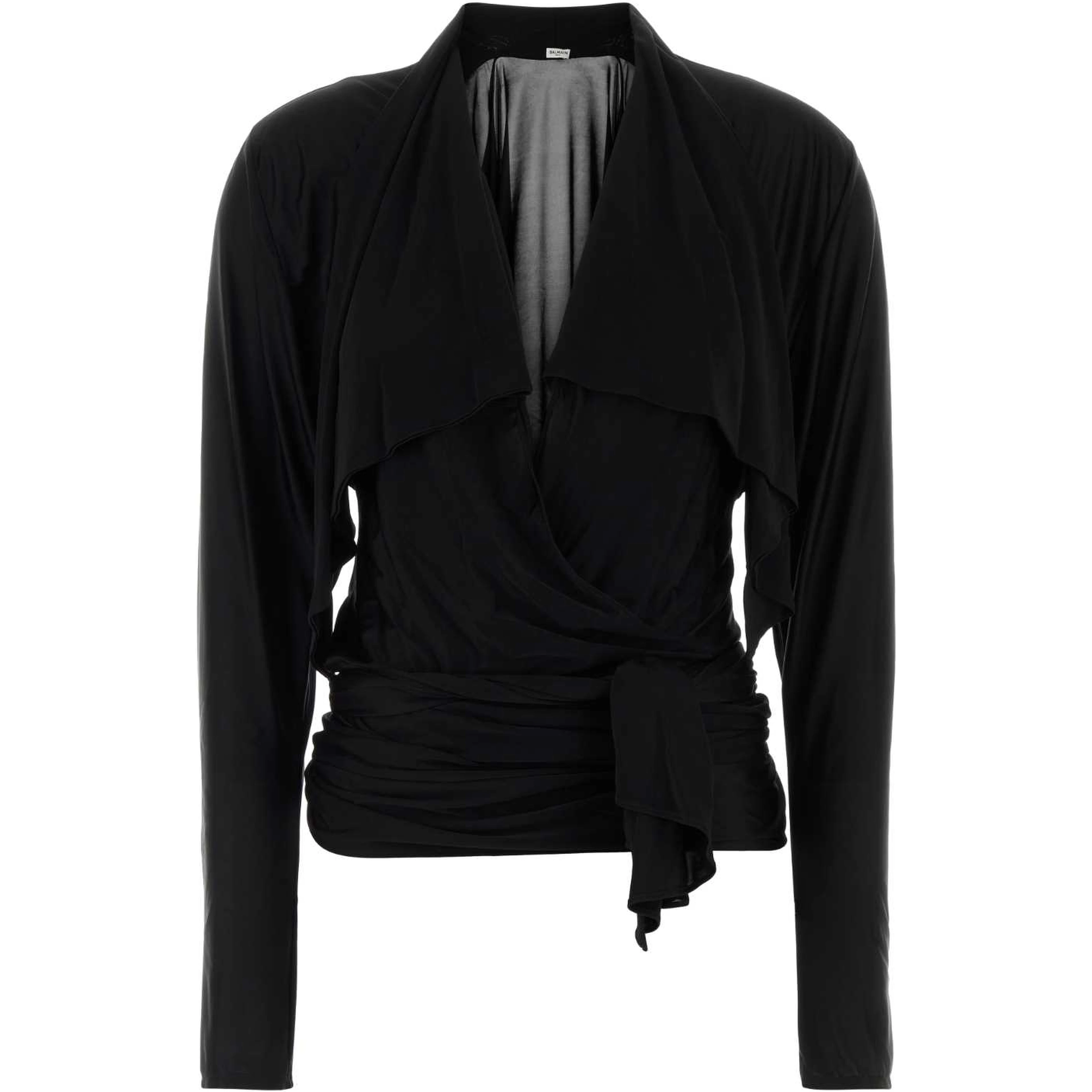 LS OPEN NECK DRAPED VISCOSE JERSEY TOP