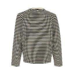 LONGSLEEVESSTRIPEDTSHIRTWITHBLACKAMIDECOEUREMBROID