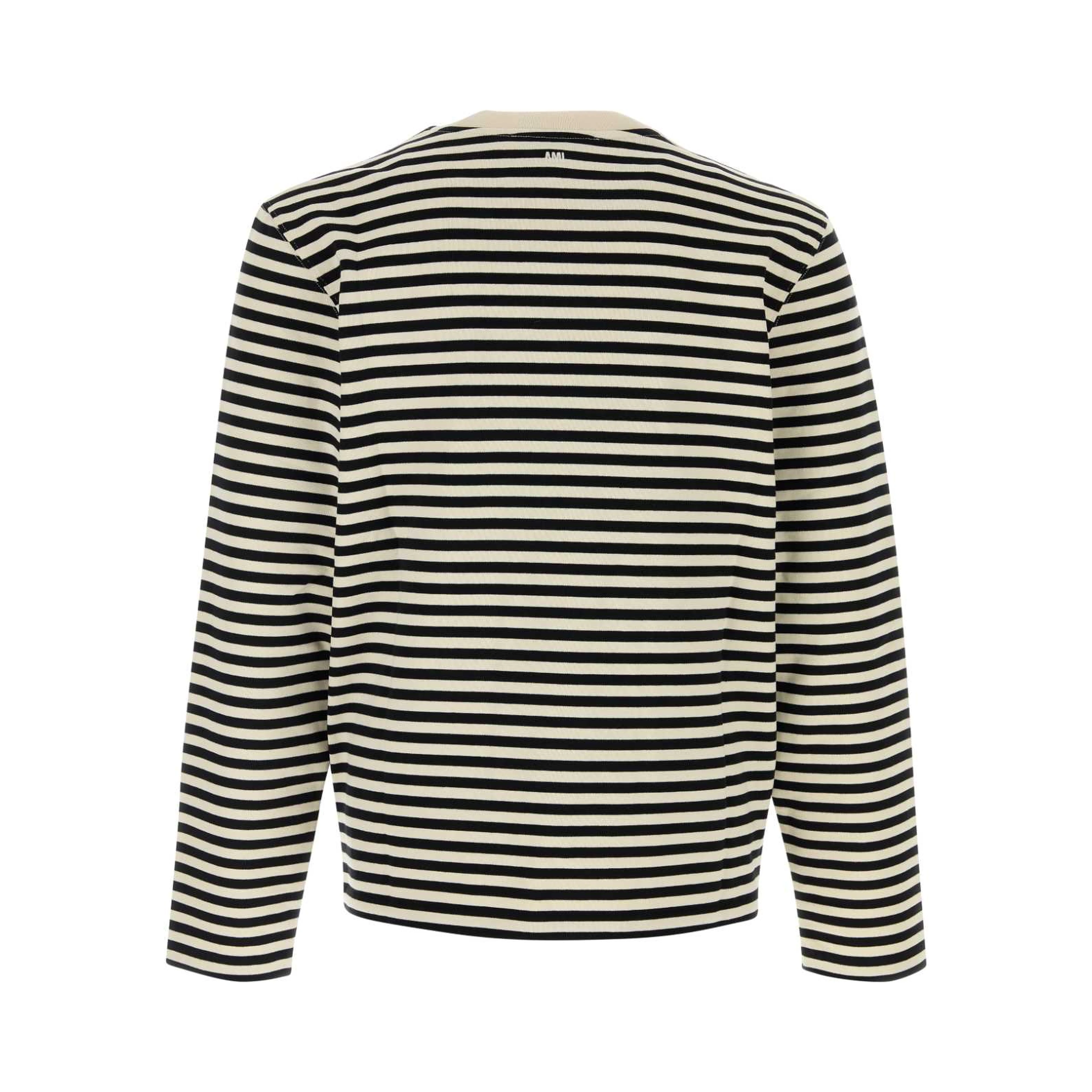 LONGSLEEVESSTRIPEDTSHIRTWITHBLACKAMIDECOEUREMBROID