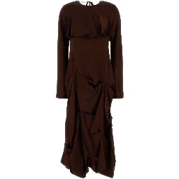 DOUBLE VISCOSE SATIN MAXI LONGSLEEVE DRESS