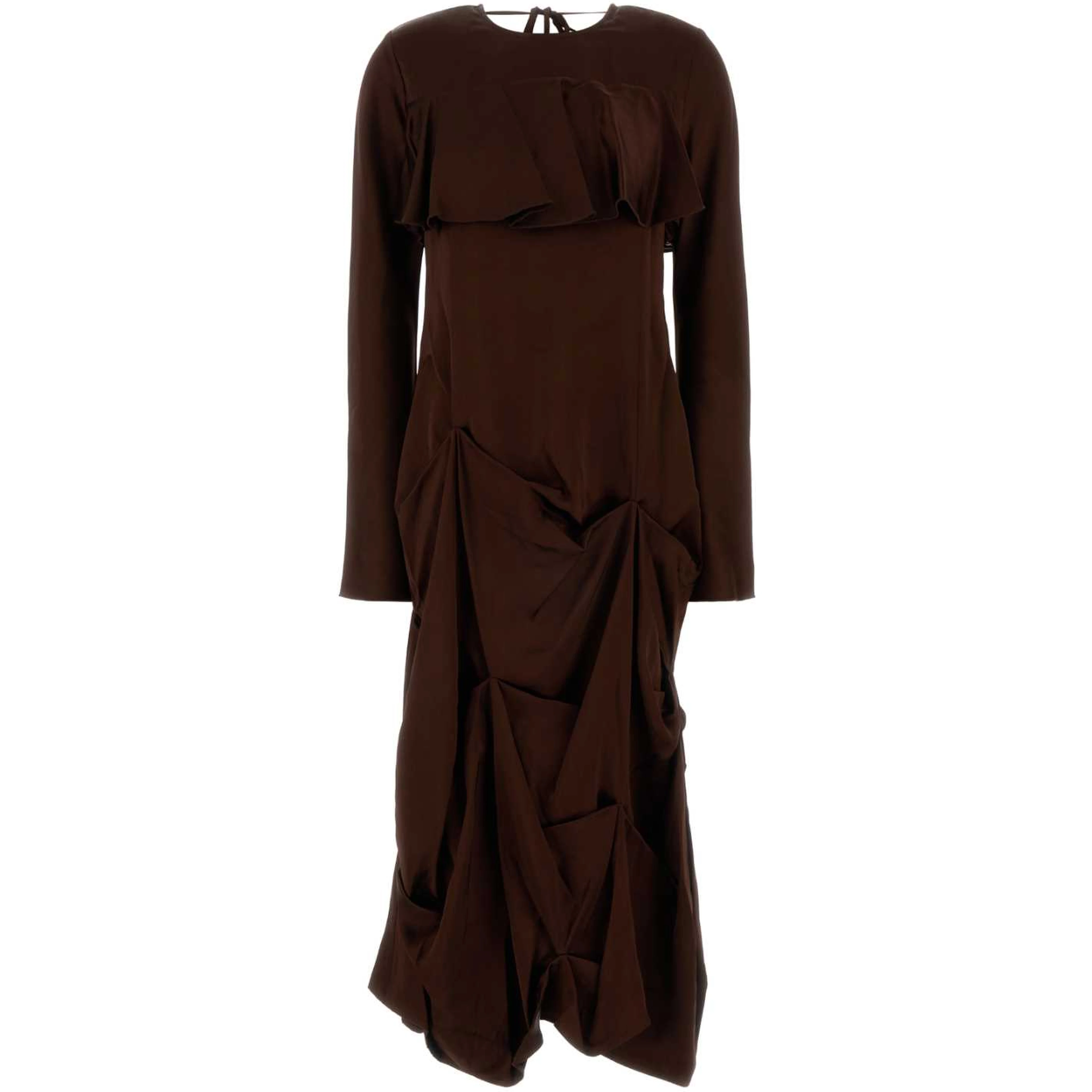 DOUBLE VISCOSE SATIN MAXI LONGSLEEVE DRESS