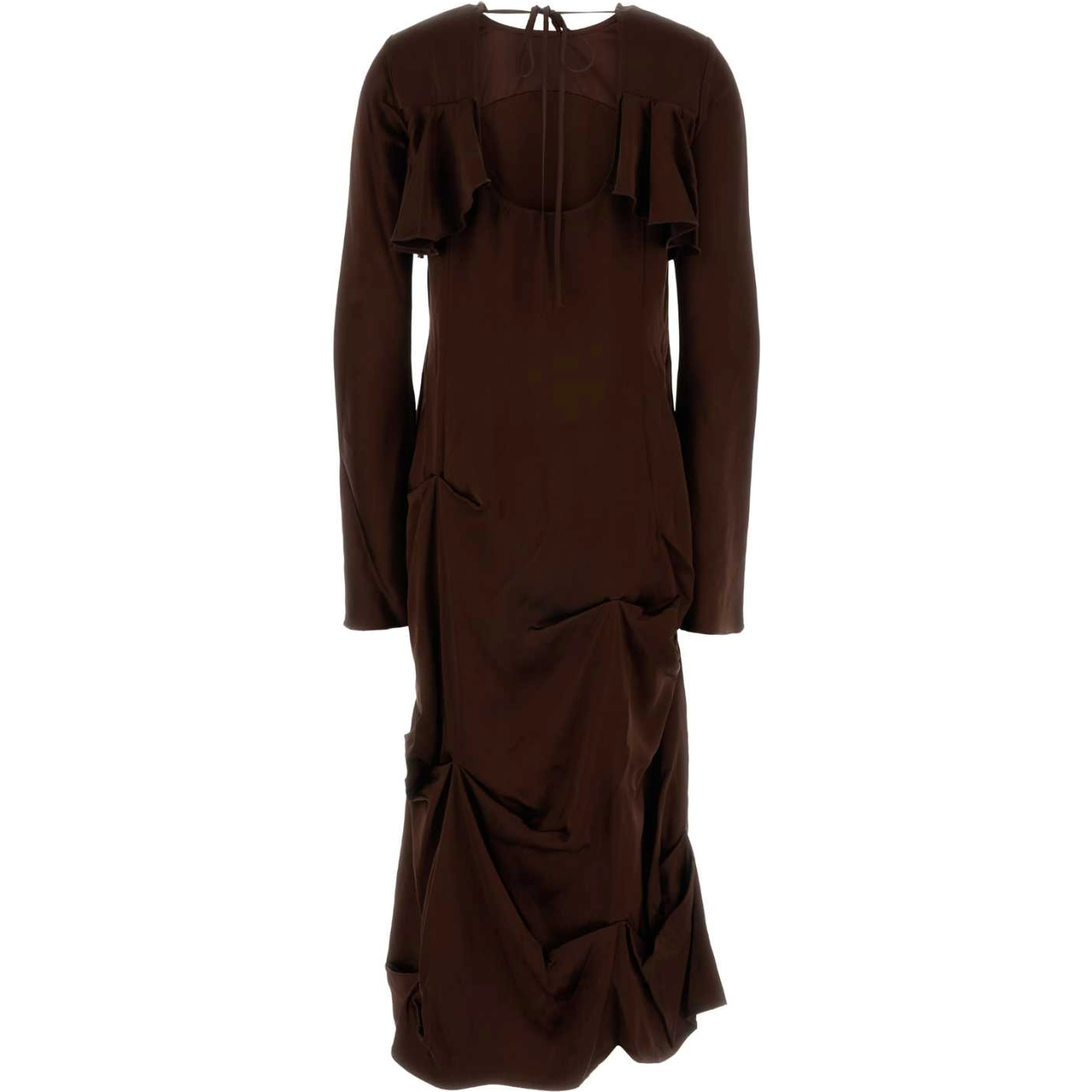 DOUBLE VISCOSE SATIN MAXI LONGSLEEVE DRESS
