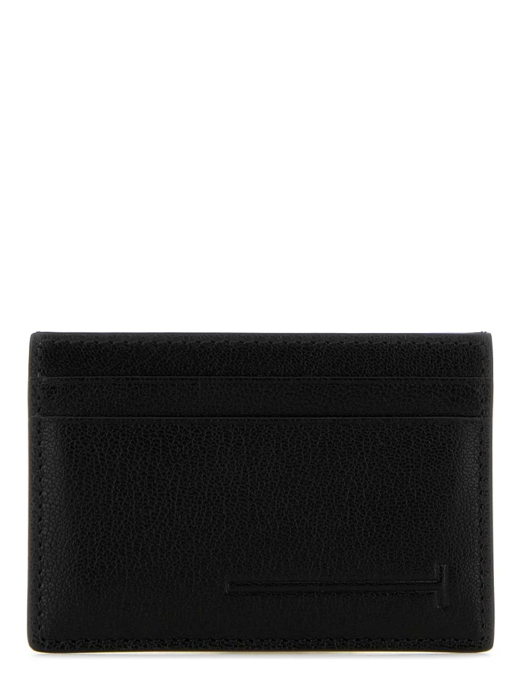 SUPPLE GRAIN LEATHER ELONGATED T LINE CLASSIC CARD