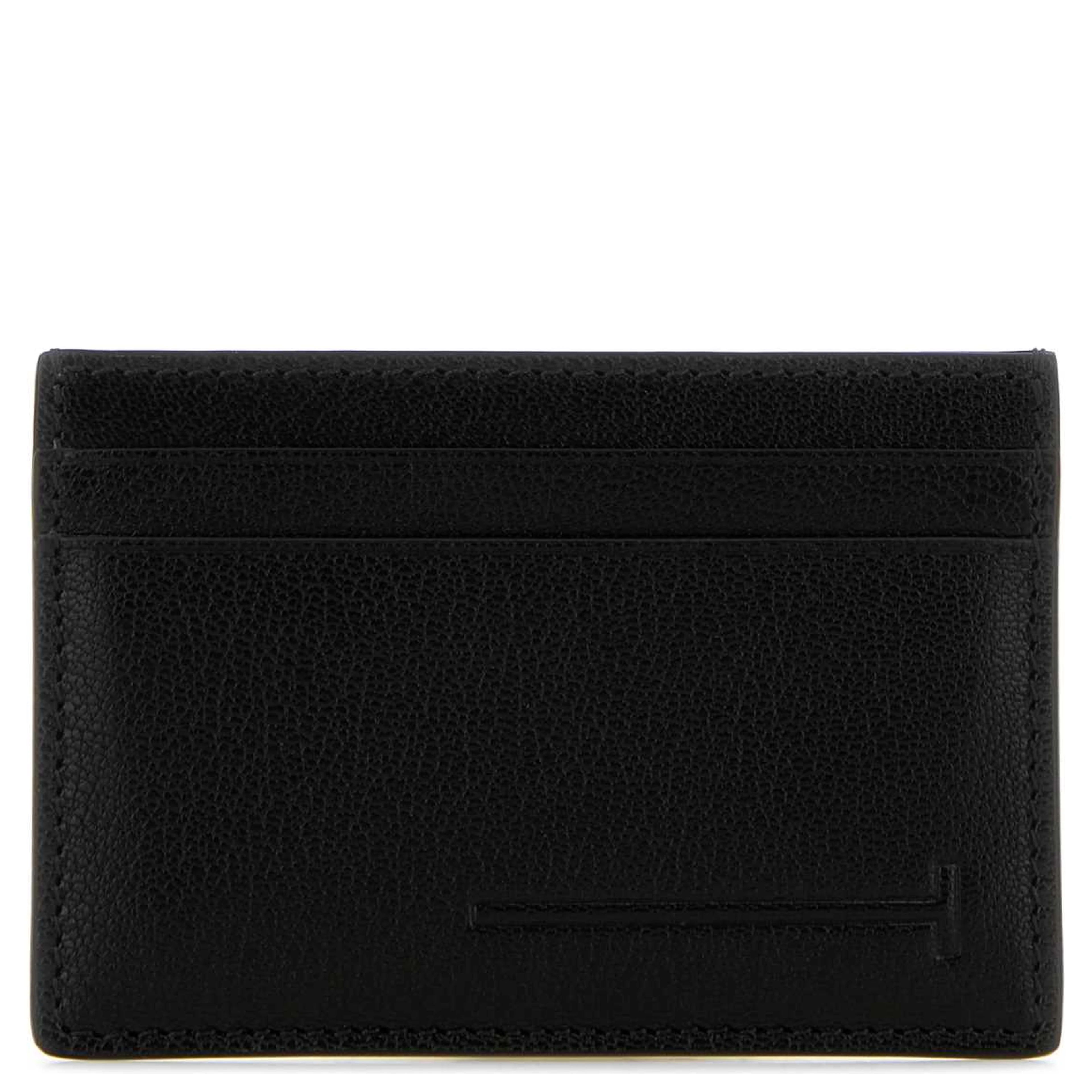 SUPPLE GRAIN LEATHER ELONGATED T LINE CLASSIC CARD