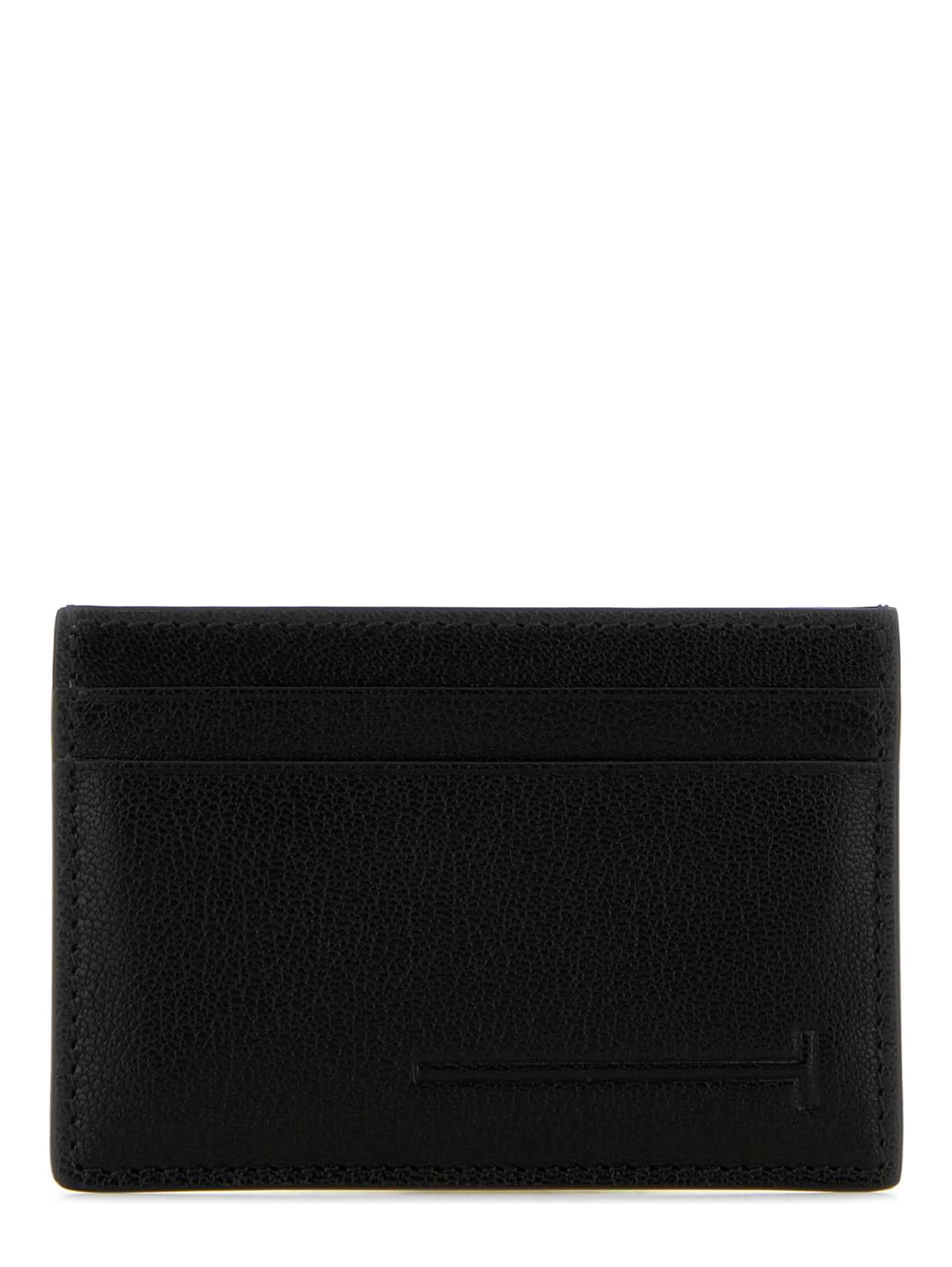 SUPPLE GRAIN LEATHER ELONGATED T LINE CLASSIC CARD