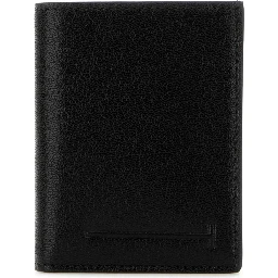 SUPPLE GRAIN LEATHER ELONGATED T LINE FOLDING CARD