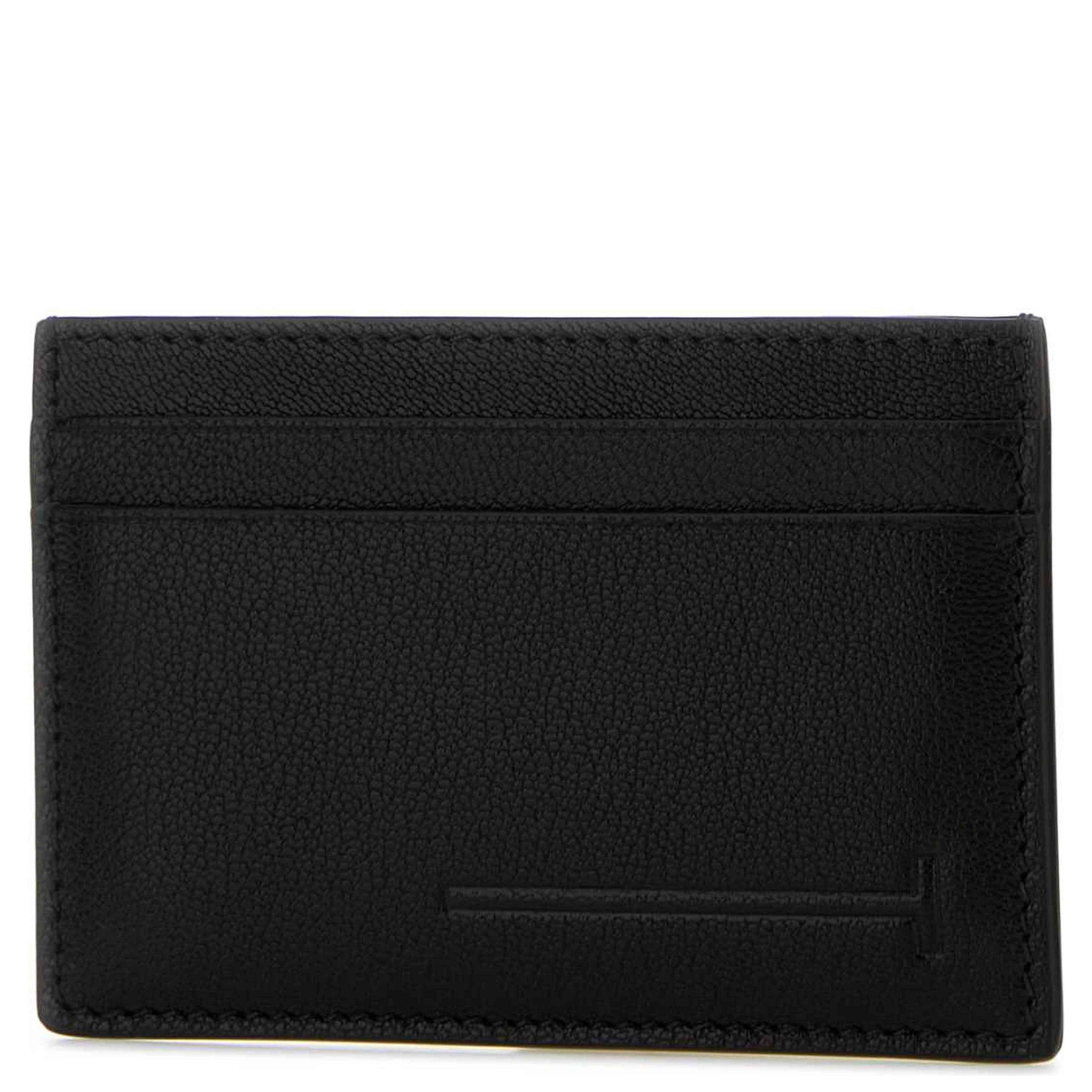 SUPPLE GRAIN LEATHER ELONGATED T LINE CLASSIC CARD