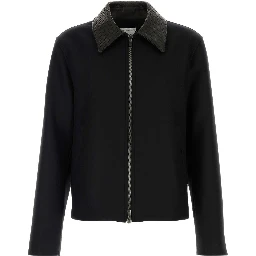 BLOUSON IN LANA COLLETTO IN PELLE ZIP