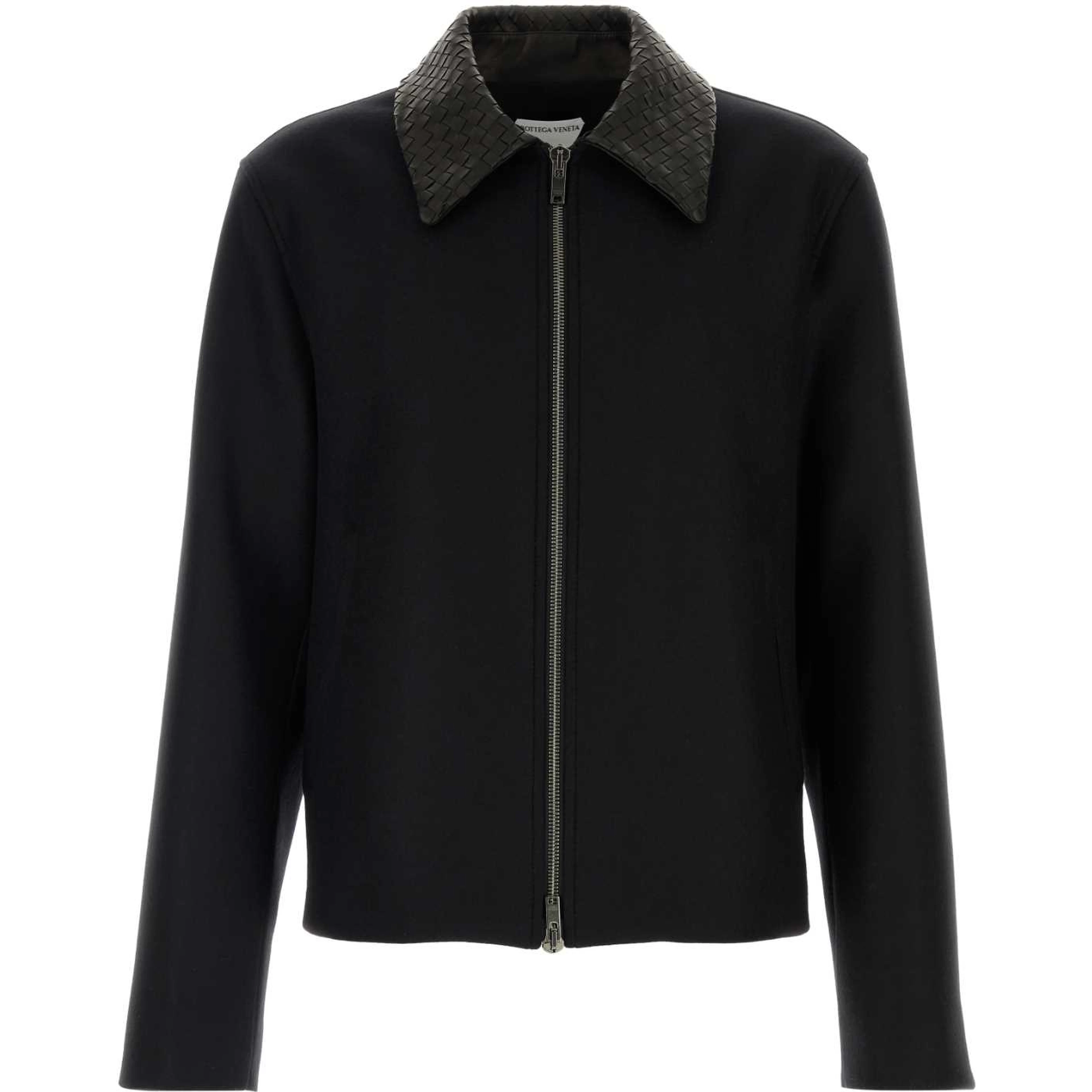 BLOUSON IN LANA COLLETTO IN PELLE ZIP