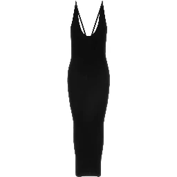 CREPE VISCOSE RIB LONG JERSEY DRESS