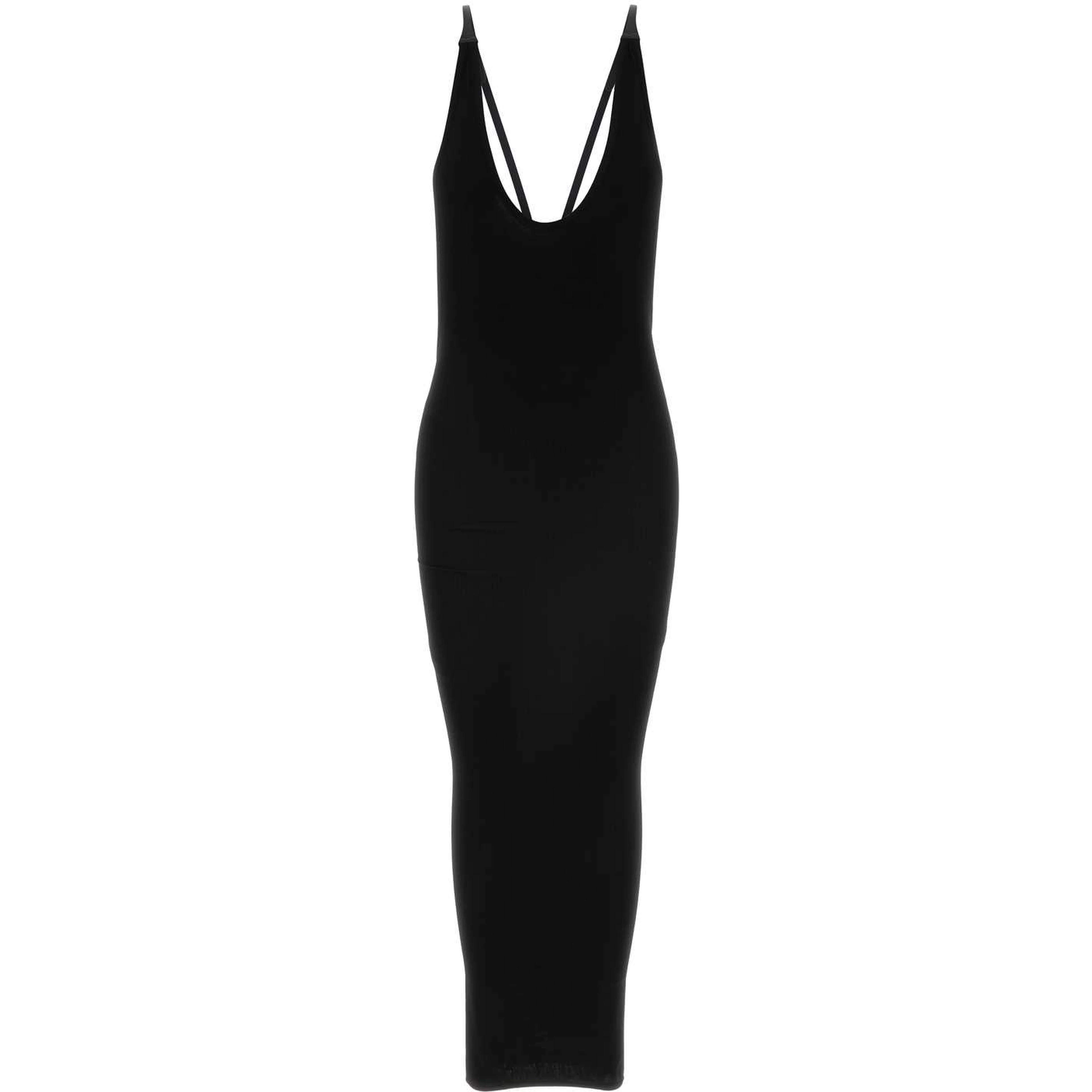 CREPE VISCOSE RIB LONG JERSEY DRESS
