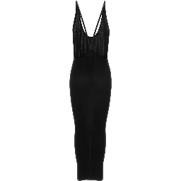 CREPE VISCOSE RIB LONG JERSEY DRESS