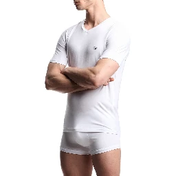 Stretch modal t-shirt with logo embroidery