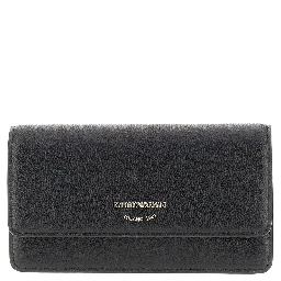 Grained leather clutch with chain