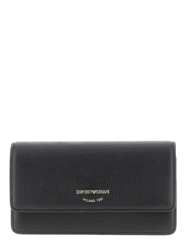 Grained leather clutch with chain
