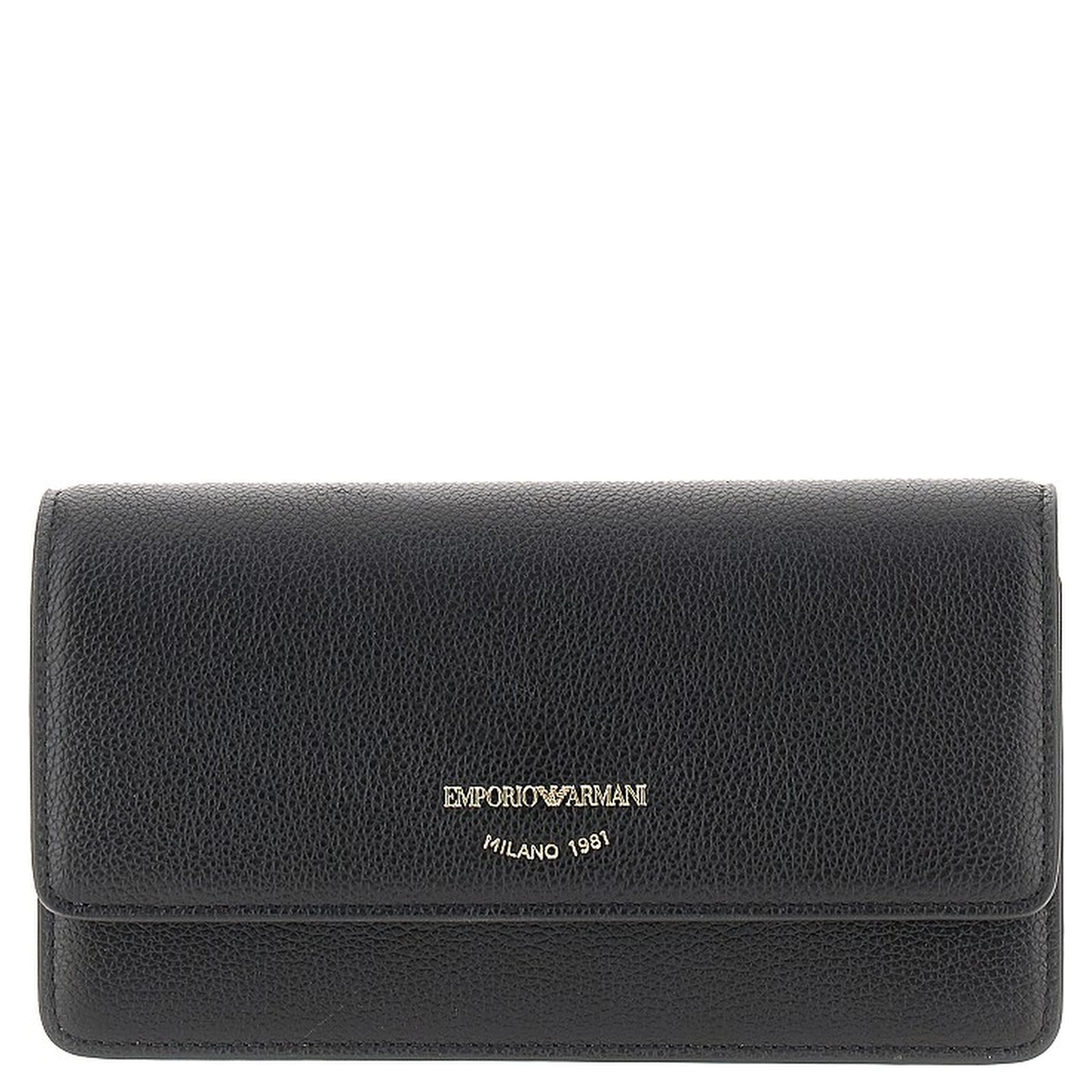 Grained leather clutch with chain