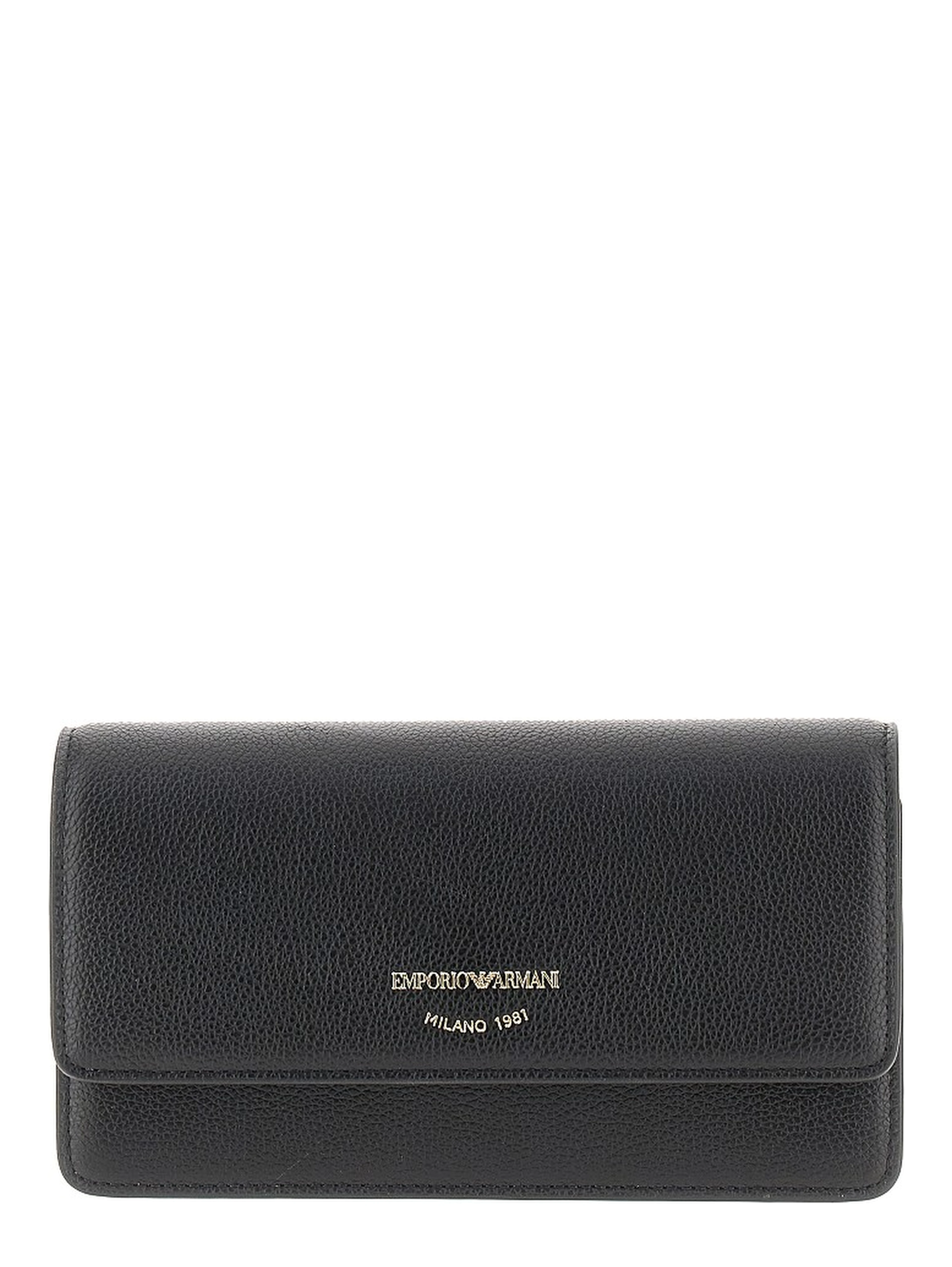 Grained leather clutch with chain