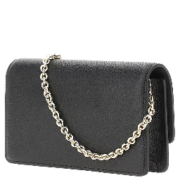Grained leather clutch with chain