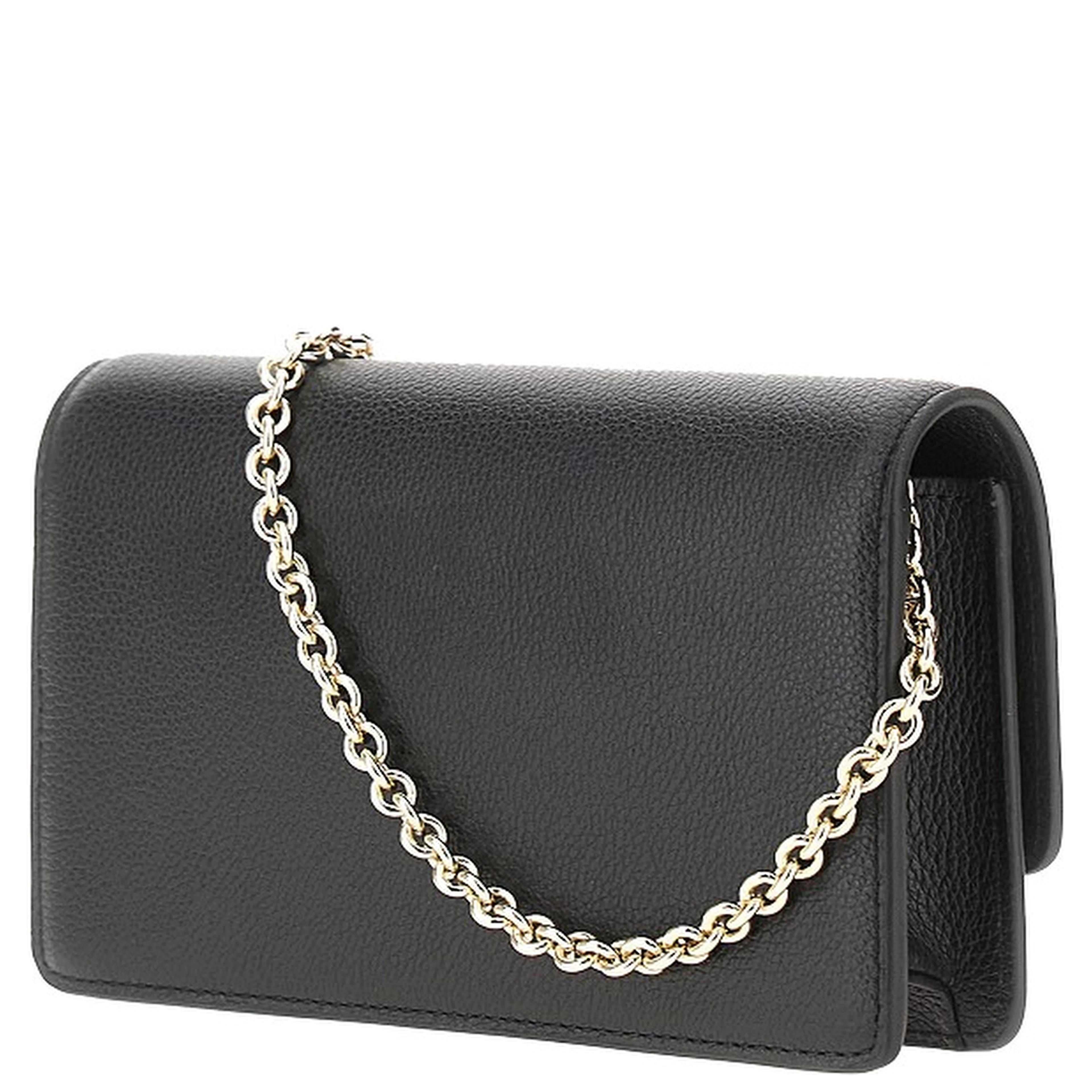 Grained leather clutch with chain