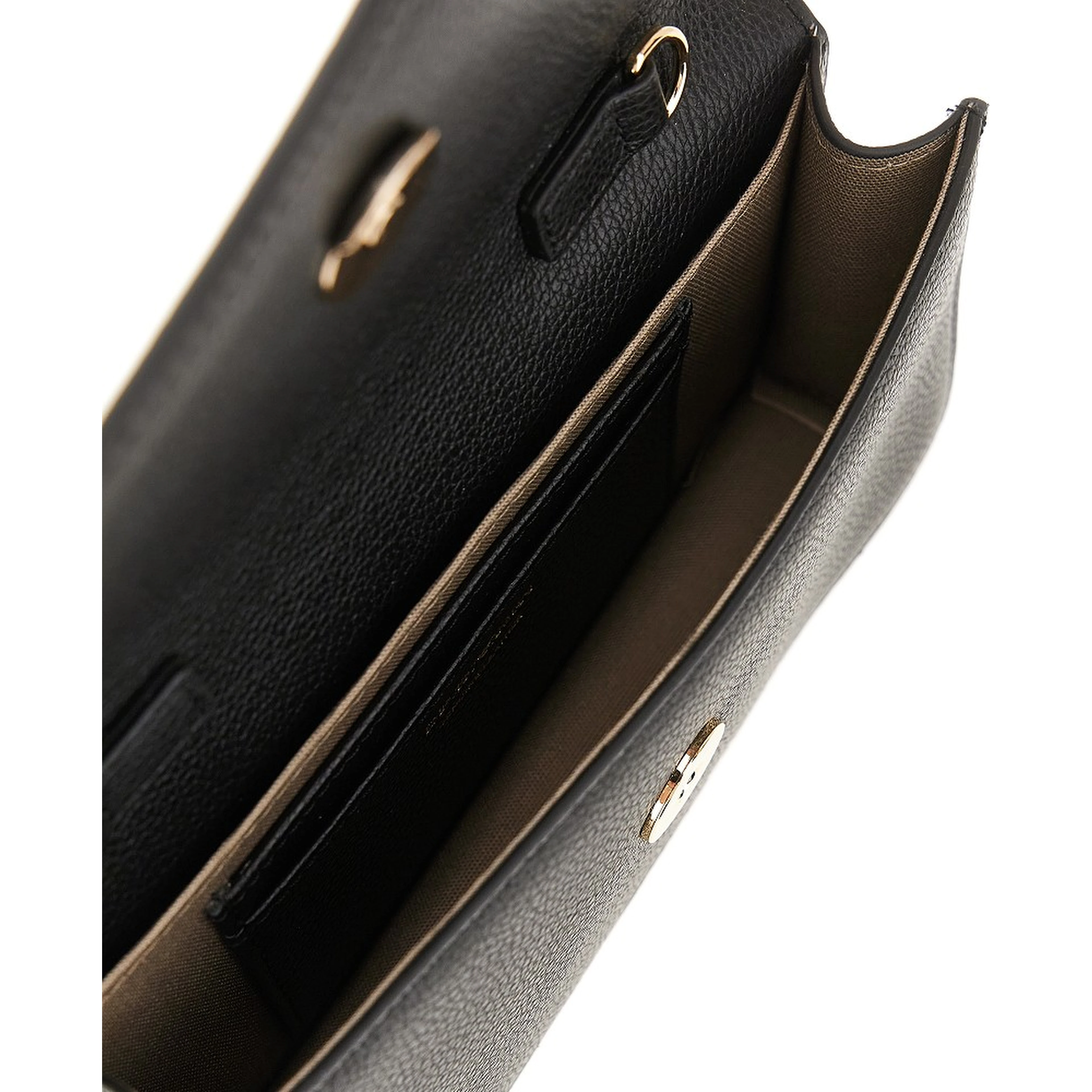 Grained leather clutch with chain