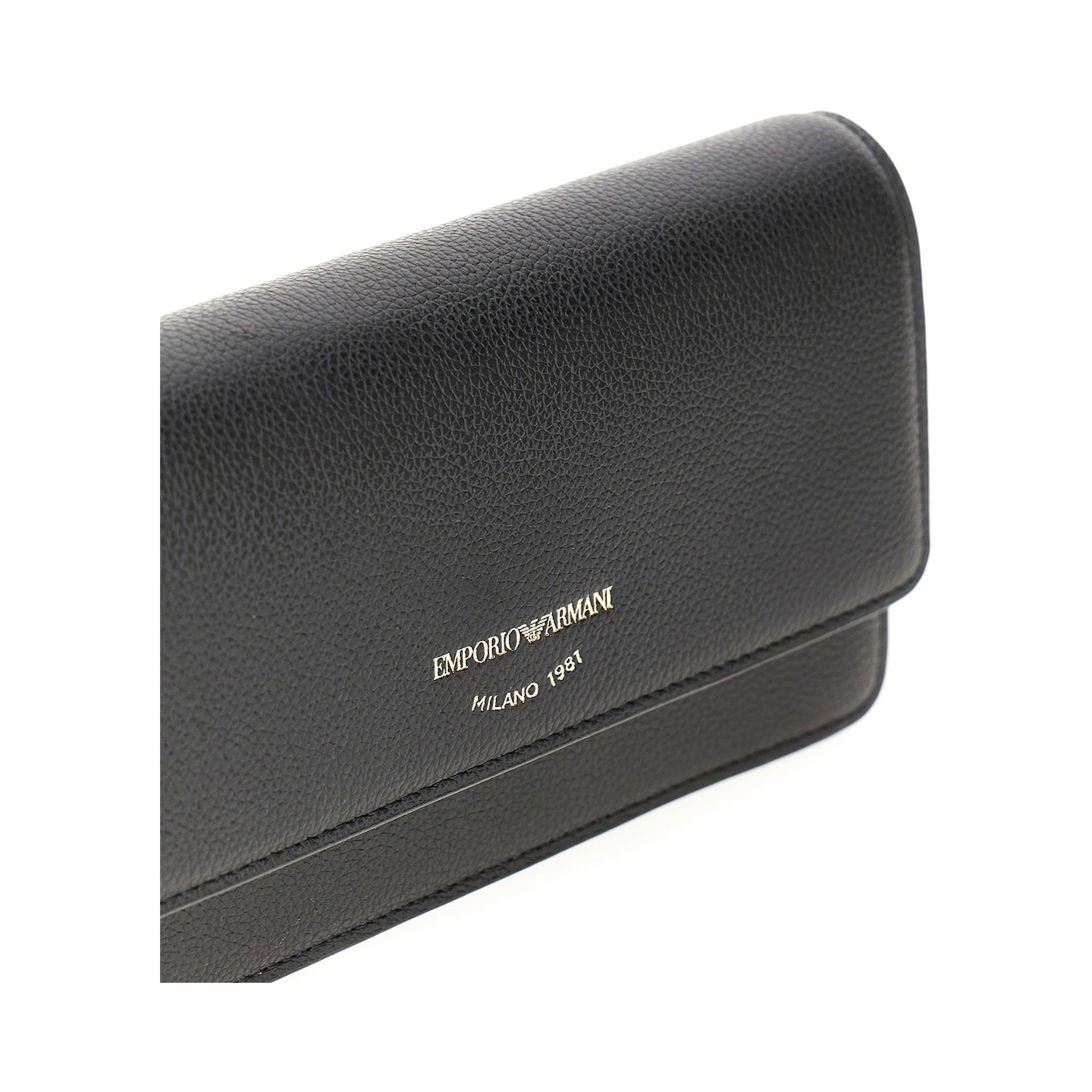 Grained leather clutch with chain