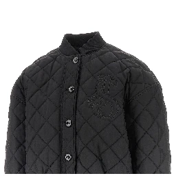 Diamond-quilted twill padded bomber jacket