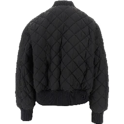 Diamond-quilted twill padded bomber jacket