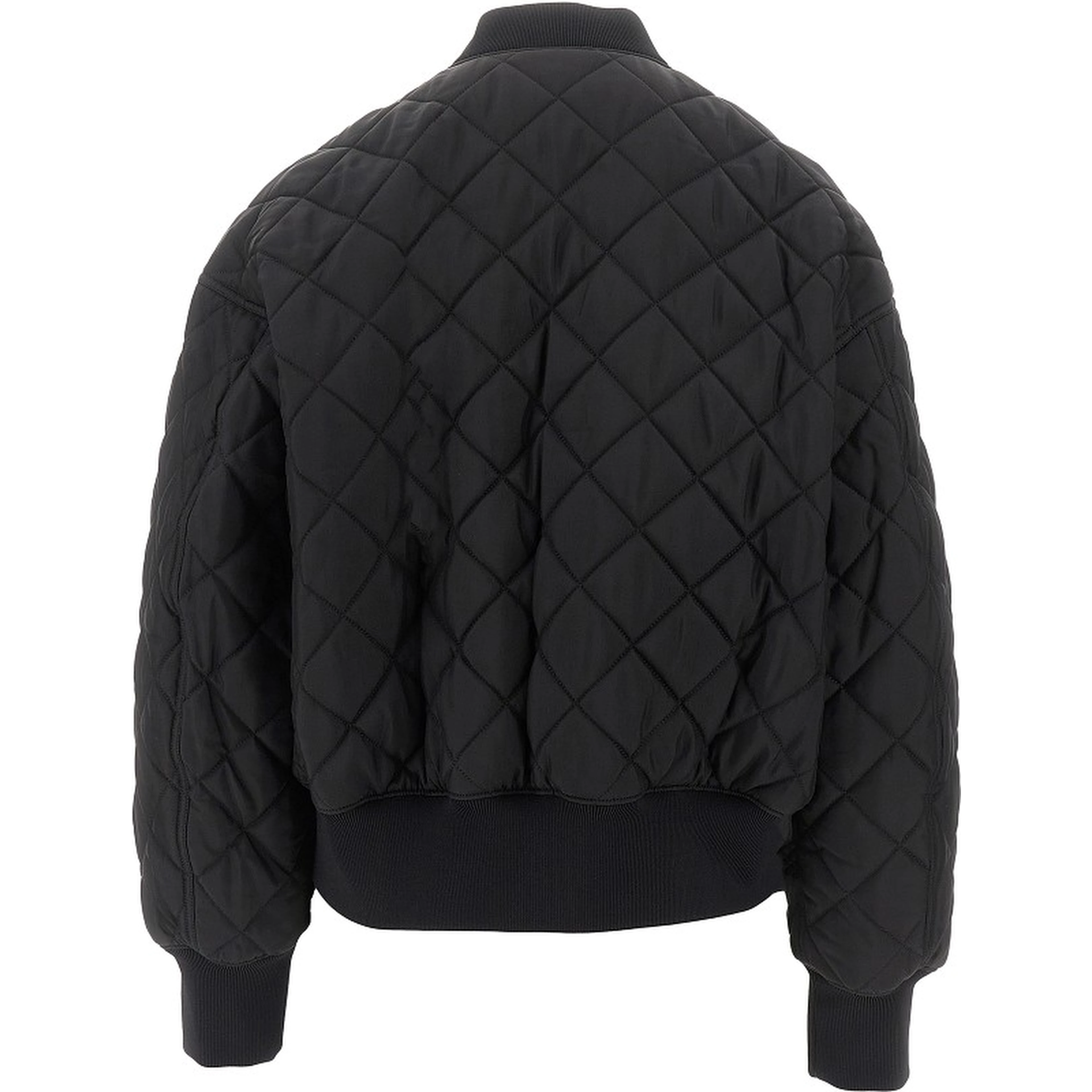 Diamond-quilted twill padded bomber jacket