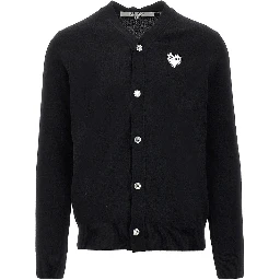Heart patch wool cardigan