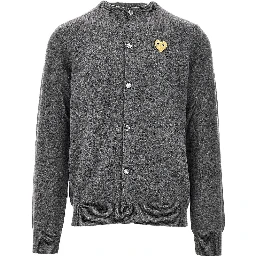 Heart patch wool cardigan