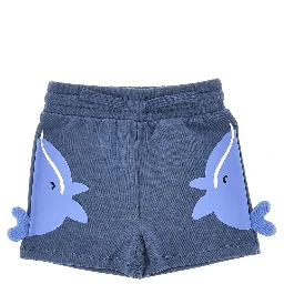 French terry shorts with whale print