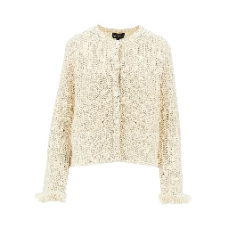 Raffia effect crochet knit jacket