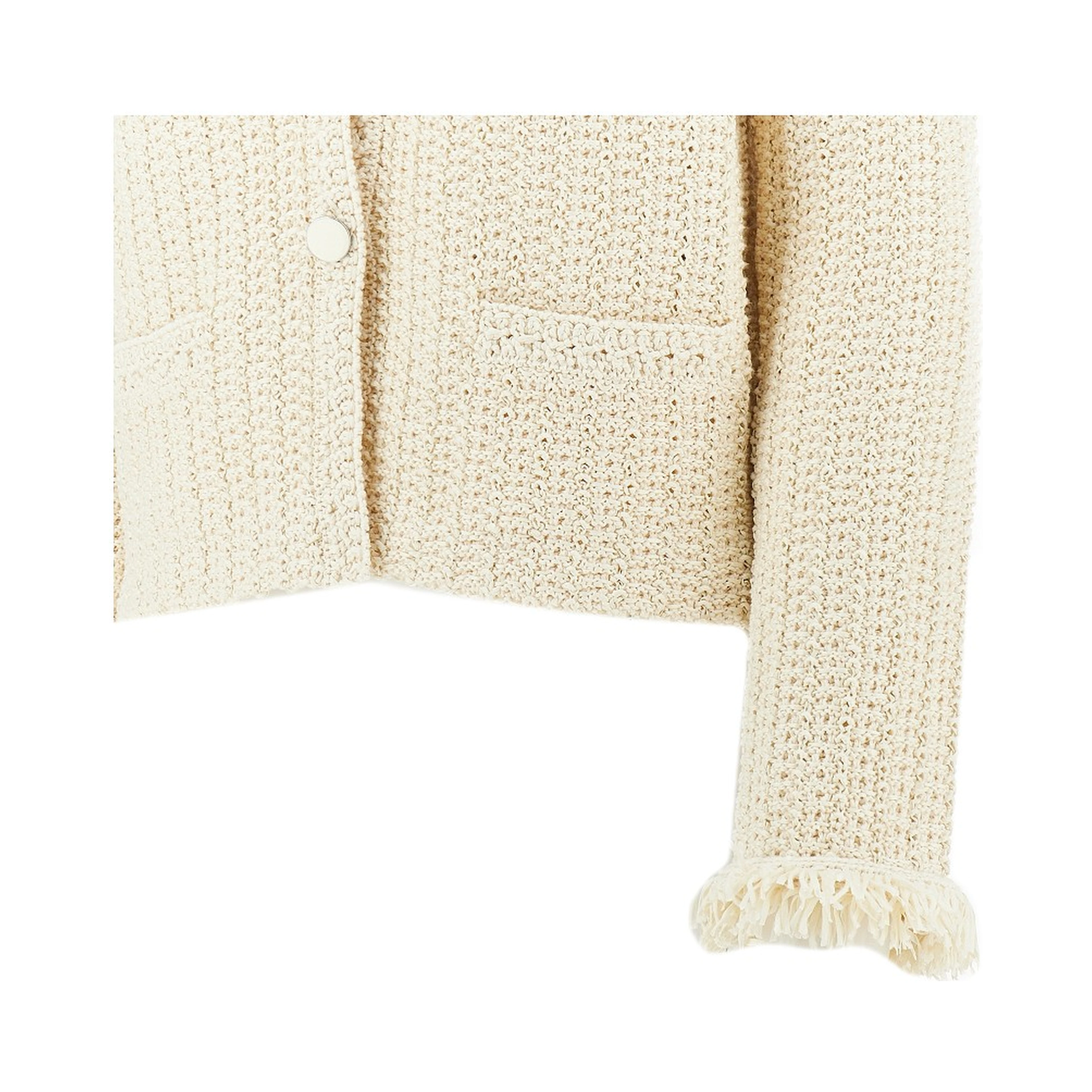 Raffia effect crochet knit jacket