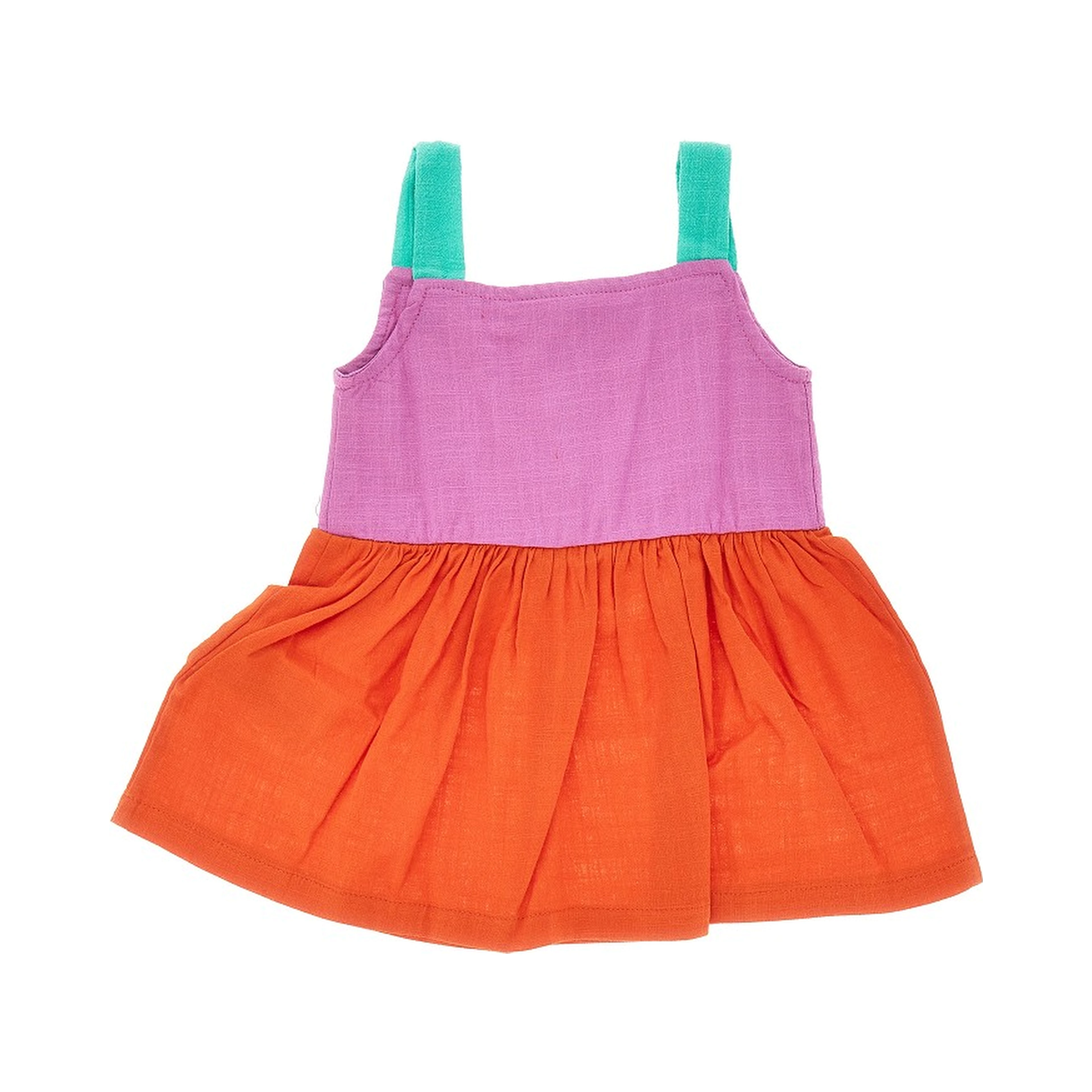 Cotton mini dress with Color Block motif