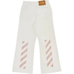 Diag print flared jeans