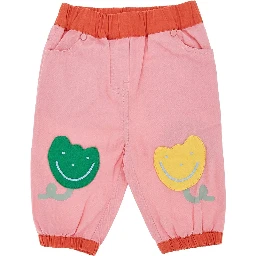 Cotton pants with floral patch