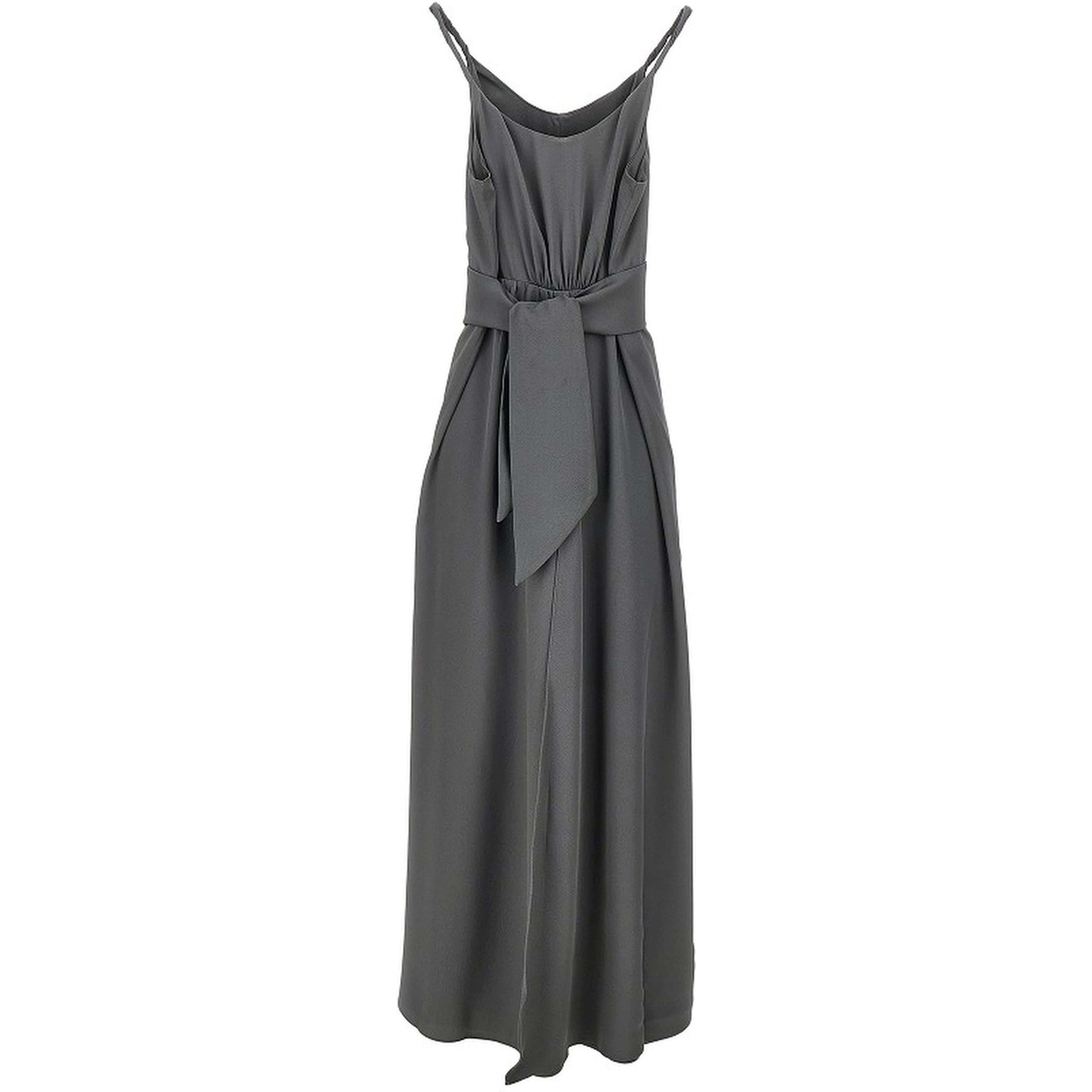 Twill long dress with belt