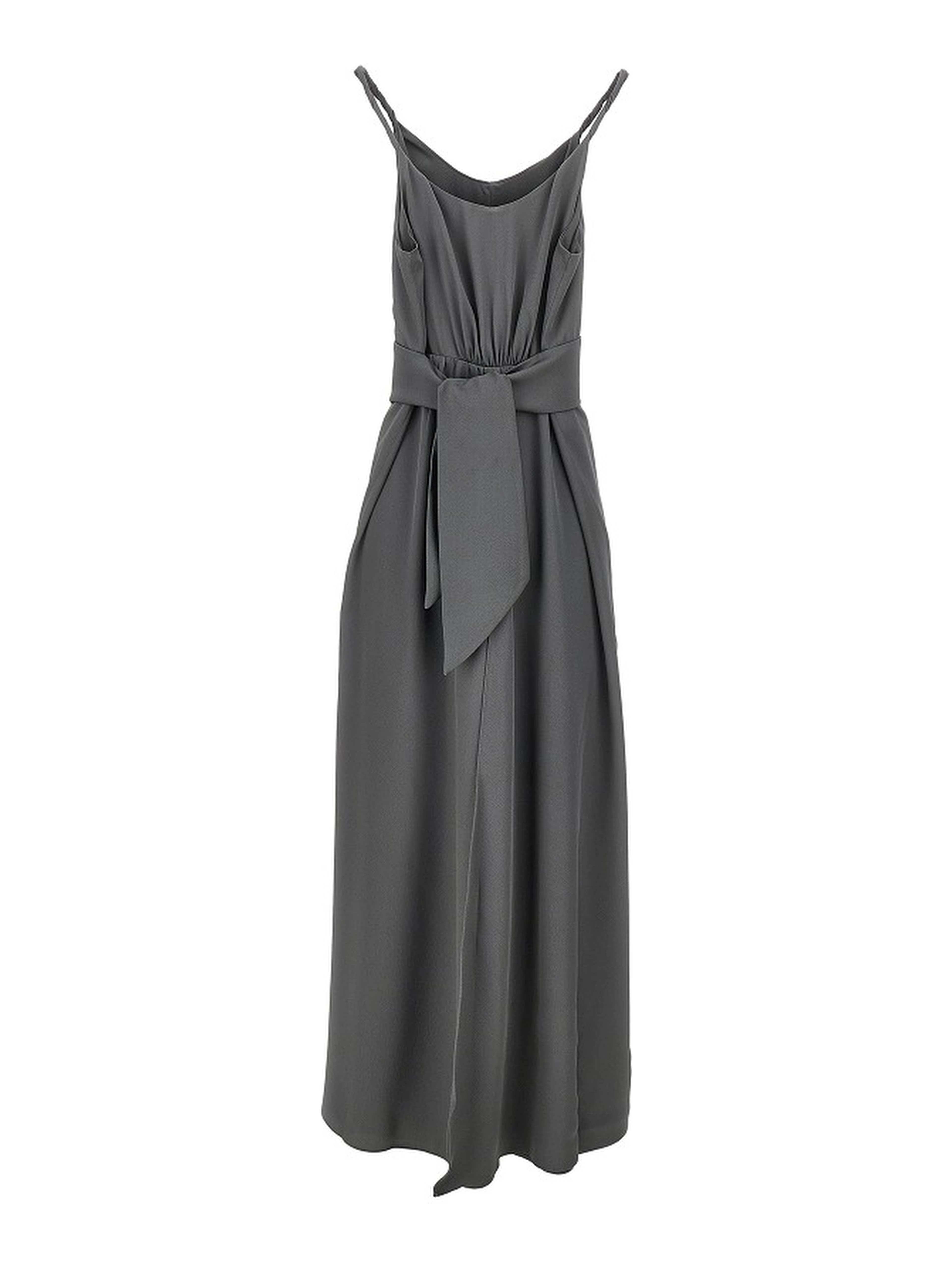 Twill long dress with belt
