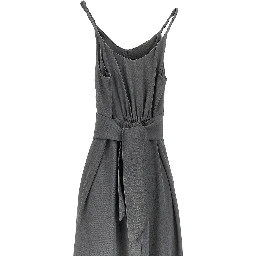 Twill long dress with belt