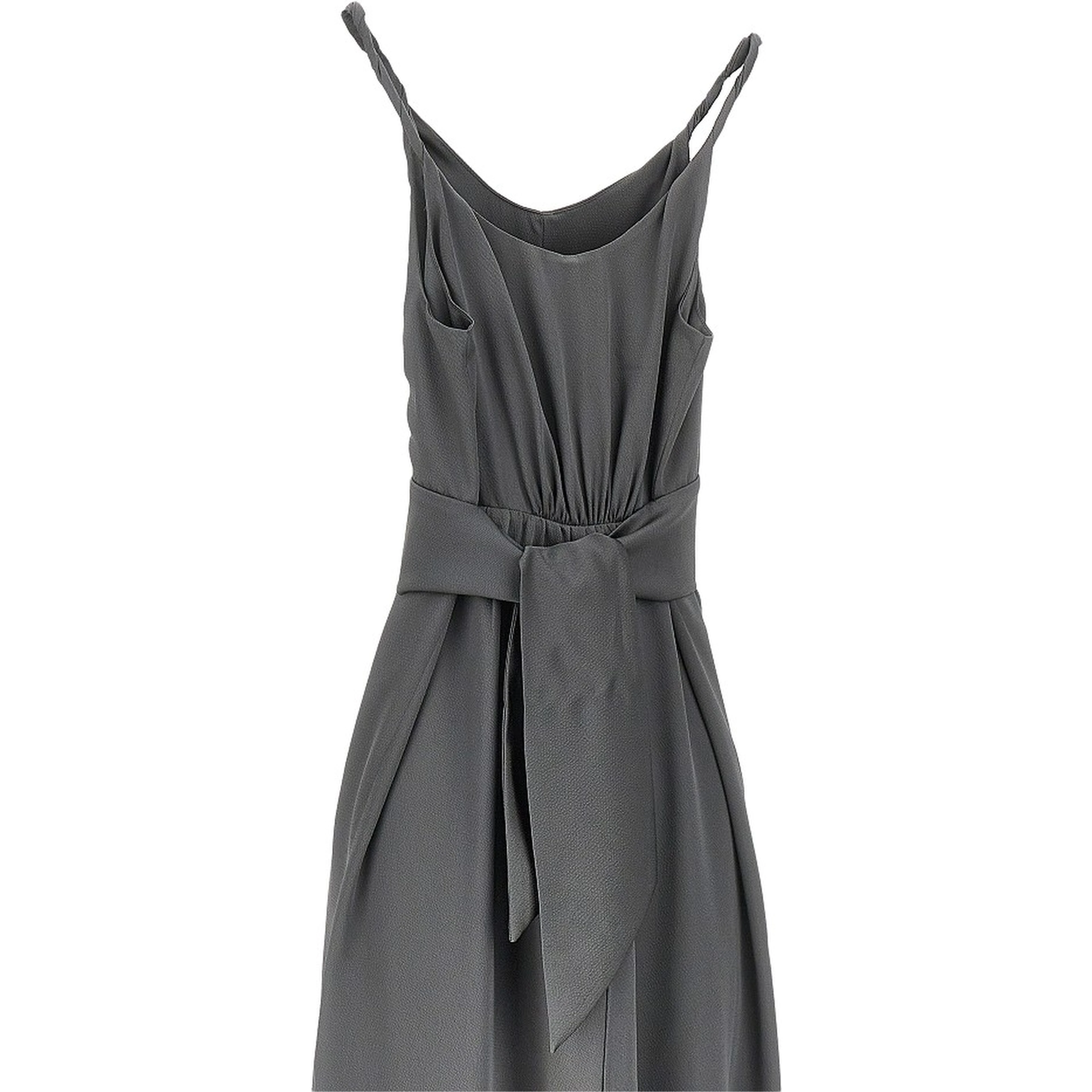 Twill long dress with belt